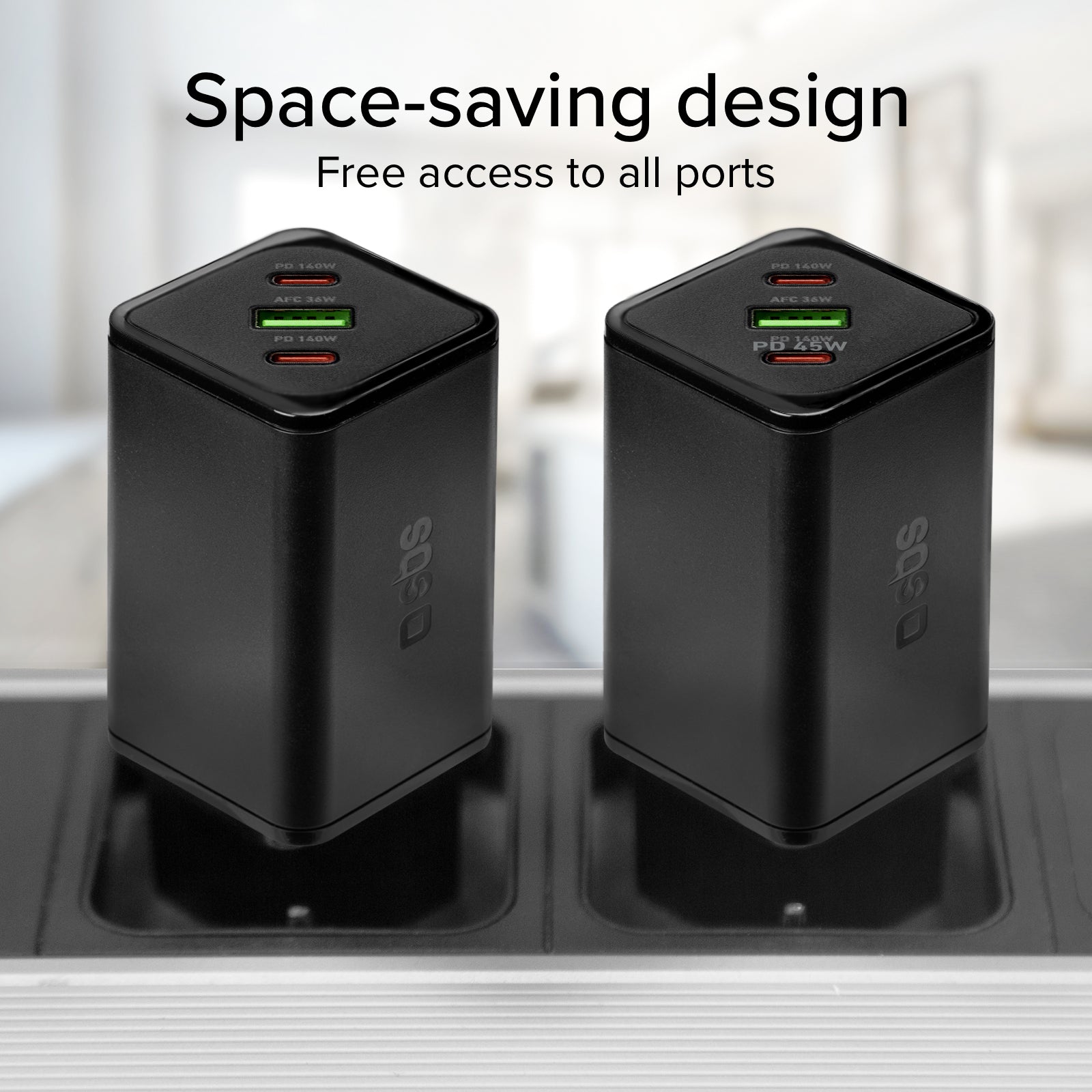 Chargeur de batterie GaN de 140 watts avec Power Delivery (PD)