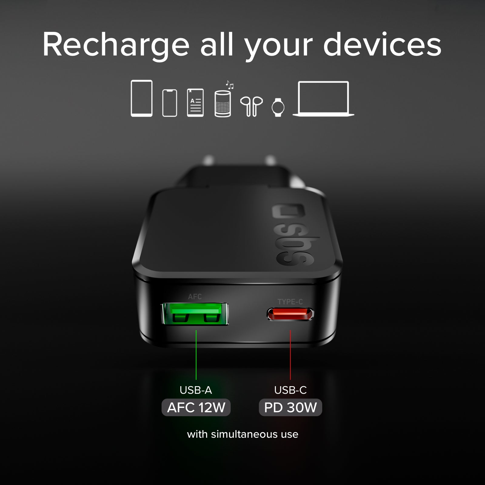 Caricatore da muro 45w USB-C Ultra Slim con doppia porta