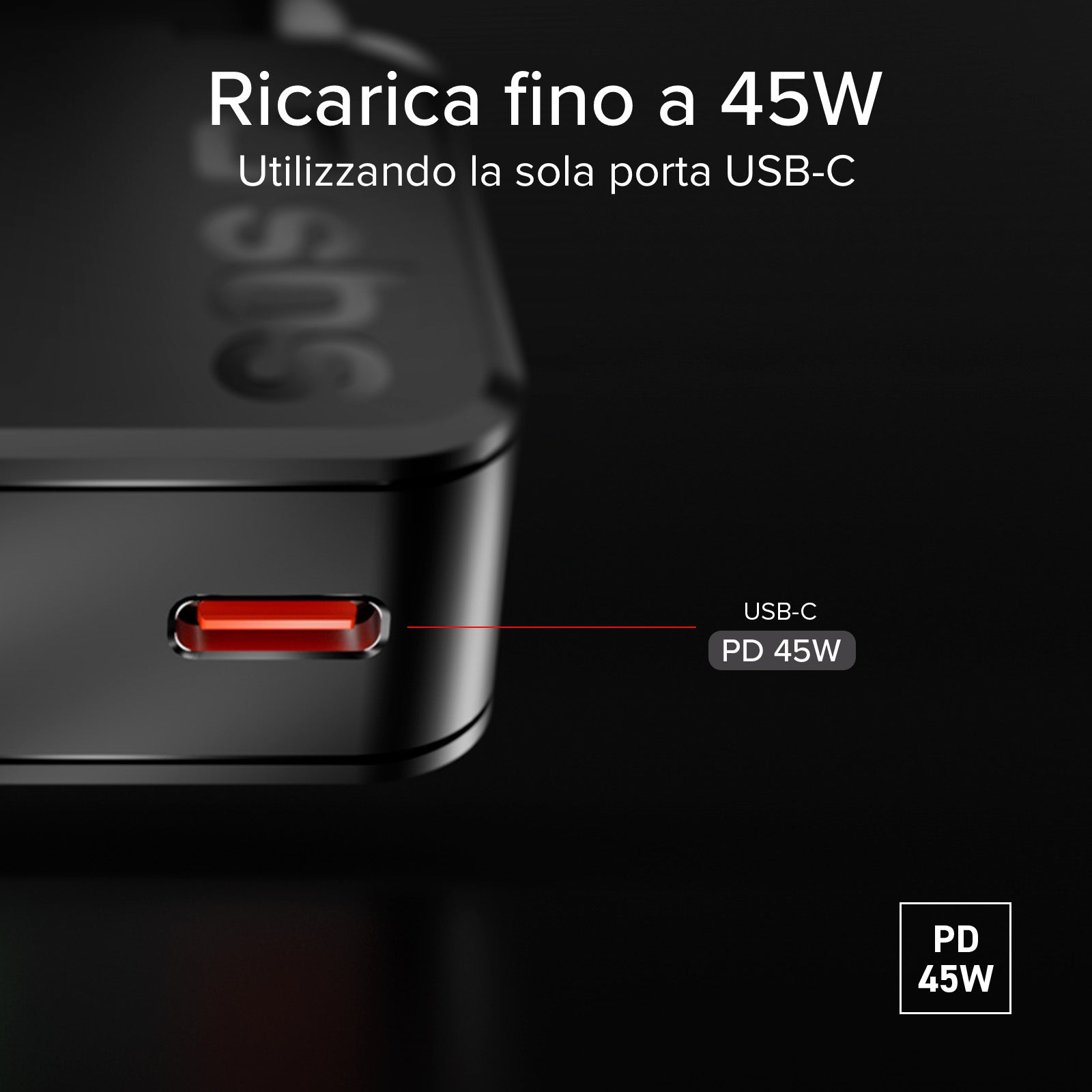 Caricatore da muro 45w USB-C Ultra Slim con doppia porta