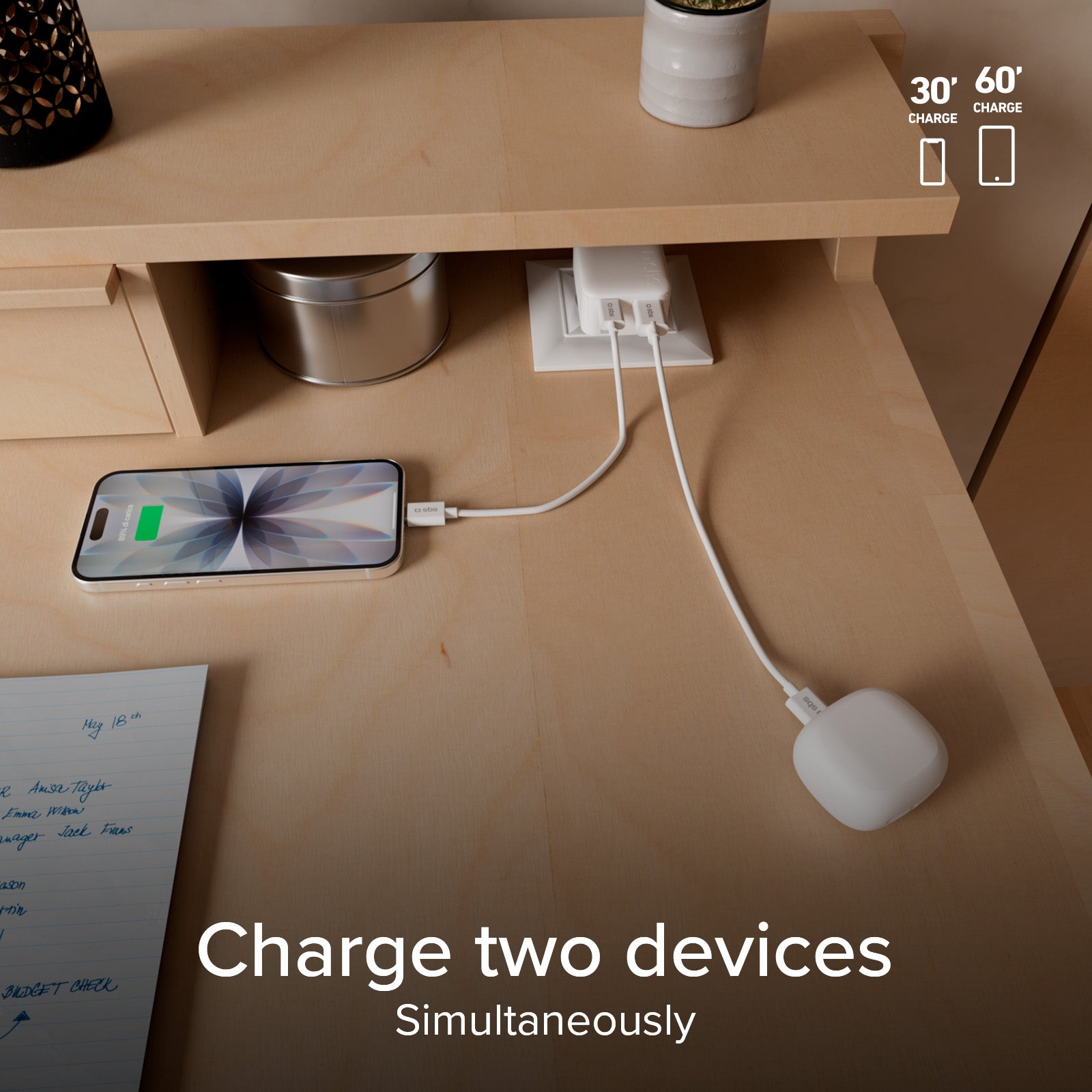 30W Flexi Wall Charger with foldable plug