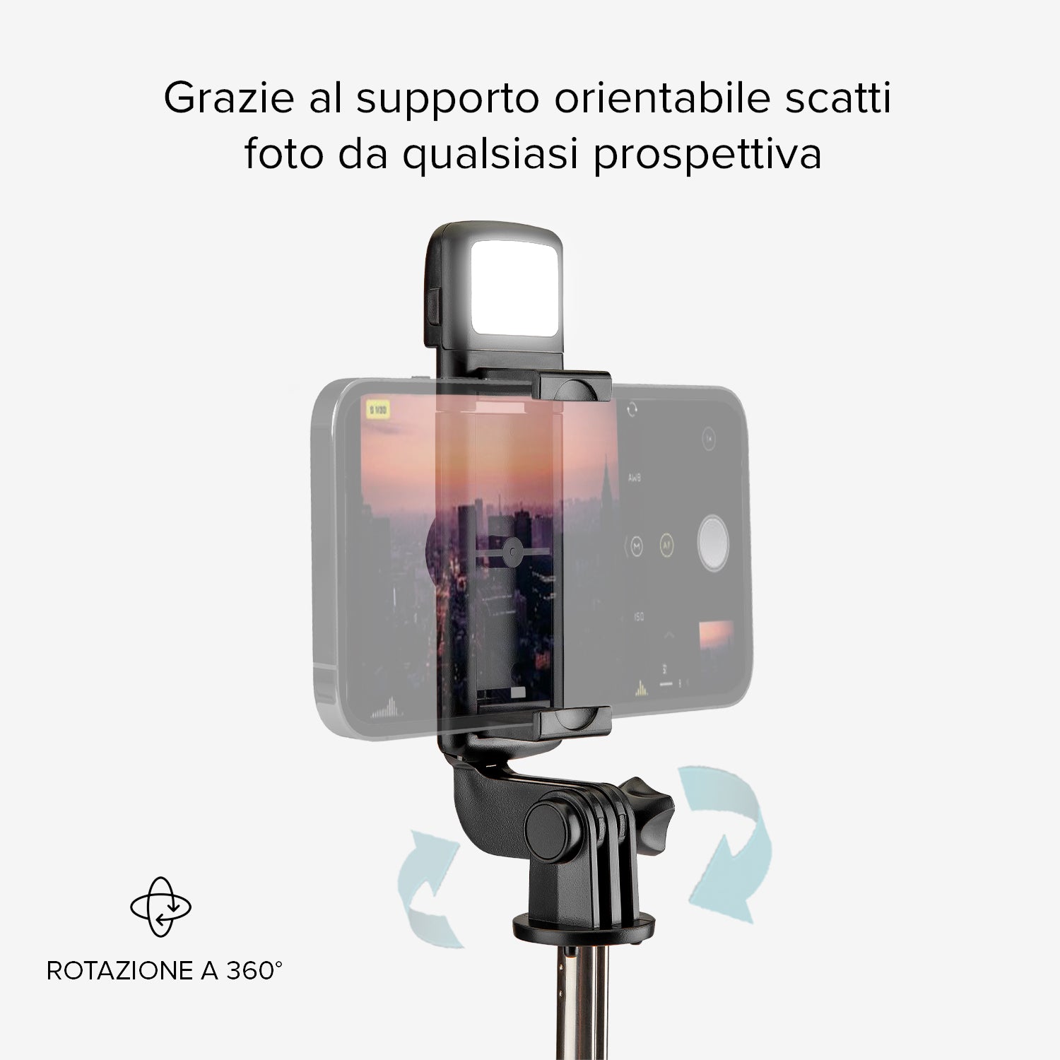 Selfie stick Wireless estensibile con luce LED per smartphone