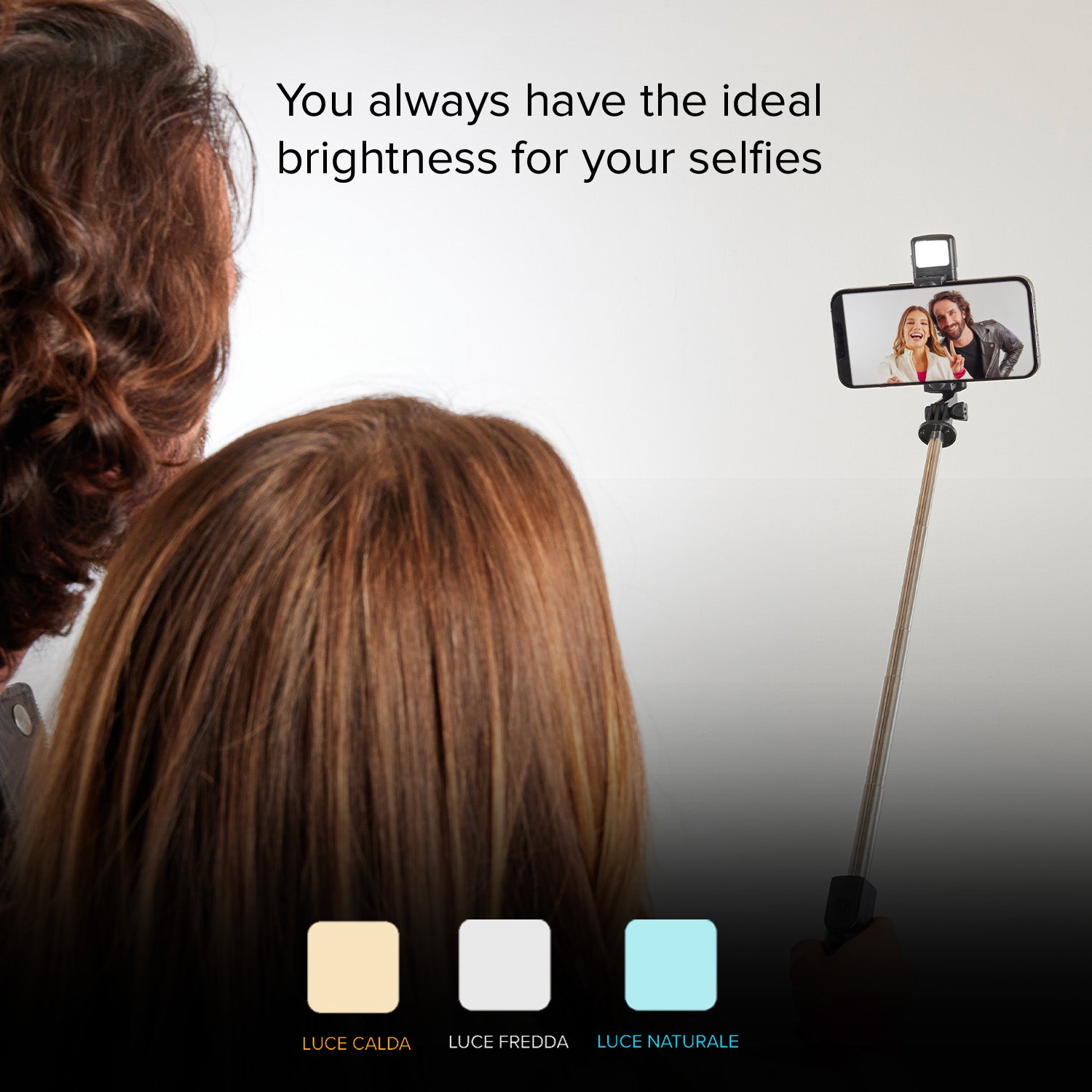 Selfie stick Wireless estensibile con luce LED per smartphone