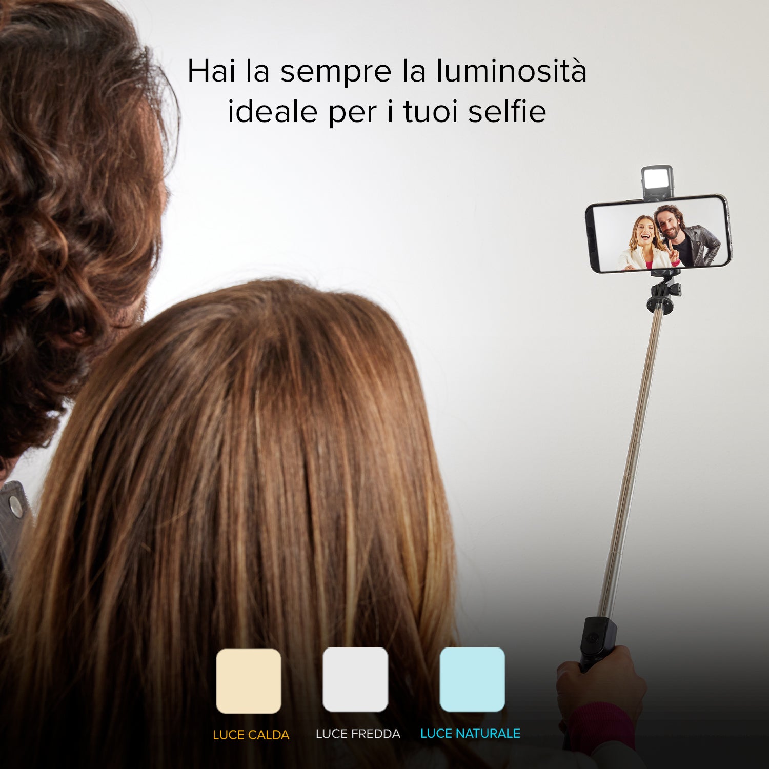 Selfie stick Wireless estensibile con luce LED per smartphone