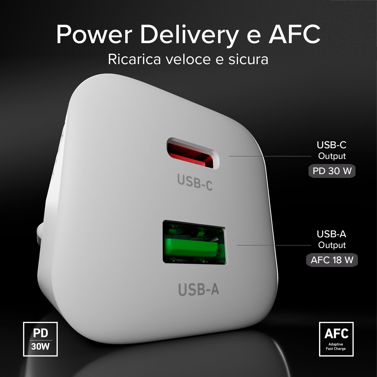 Kit cargador de pared 30W GaN con cable USB-C de 1,5 m y Power Delivery integrado