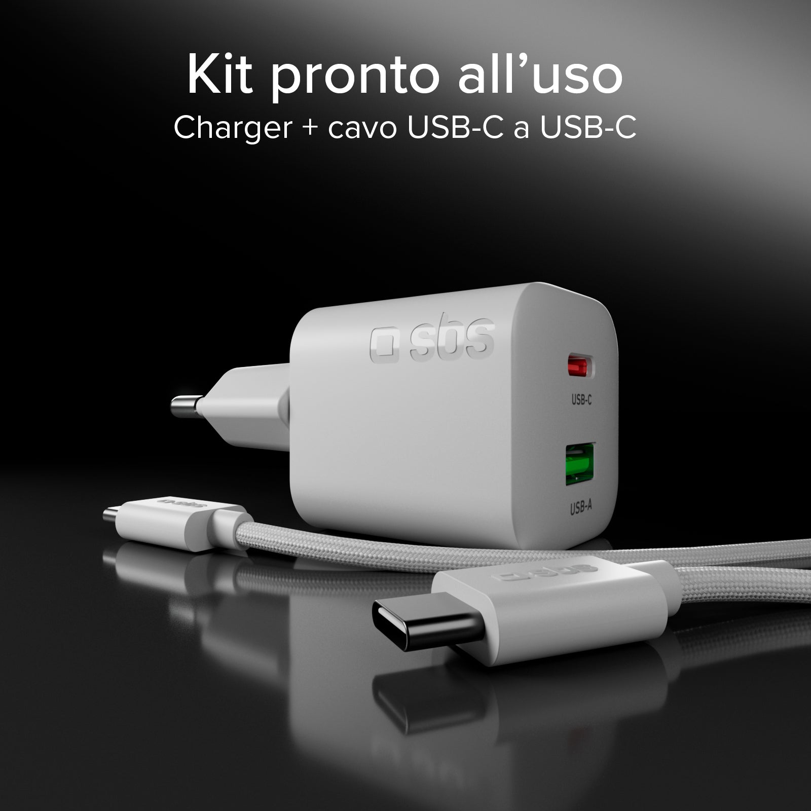 Kit cargador de pared 30W GaN con cable USB-C de 1,5 m y Power Delivery integrado