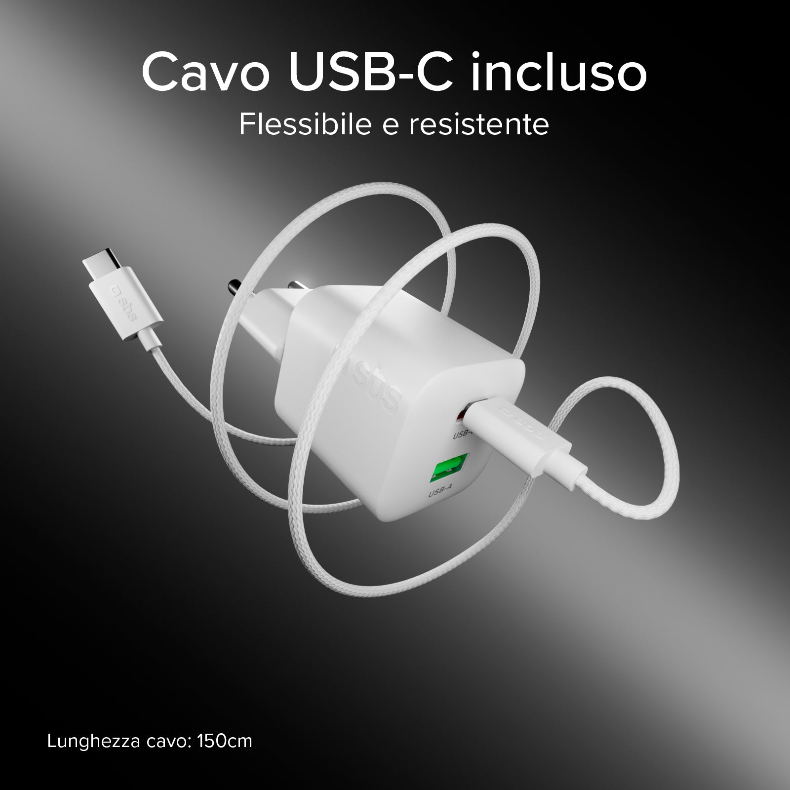 Kit cargador de pared 30W GaN con cable USB-C de 1,5 m y Power Delivery integrado