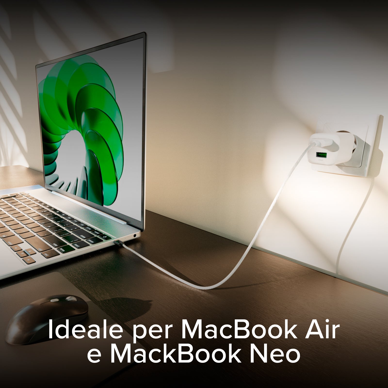 Kit cargador de pared 30W GaN con cable USB-C de 1,5 m y Power Delivery integrado