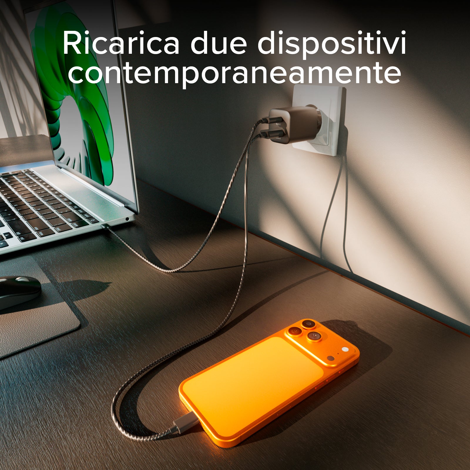 Kit cargador de pared 65W Power Delivery GaN con cable USB-C de 1,5 m para carga rápida
