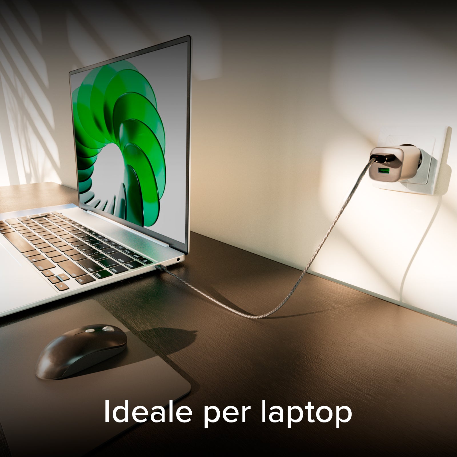 Kit cargador de pared 65W Power Delivery GaN con cable USB-C de 1,5 m para carga rápida