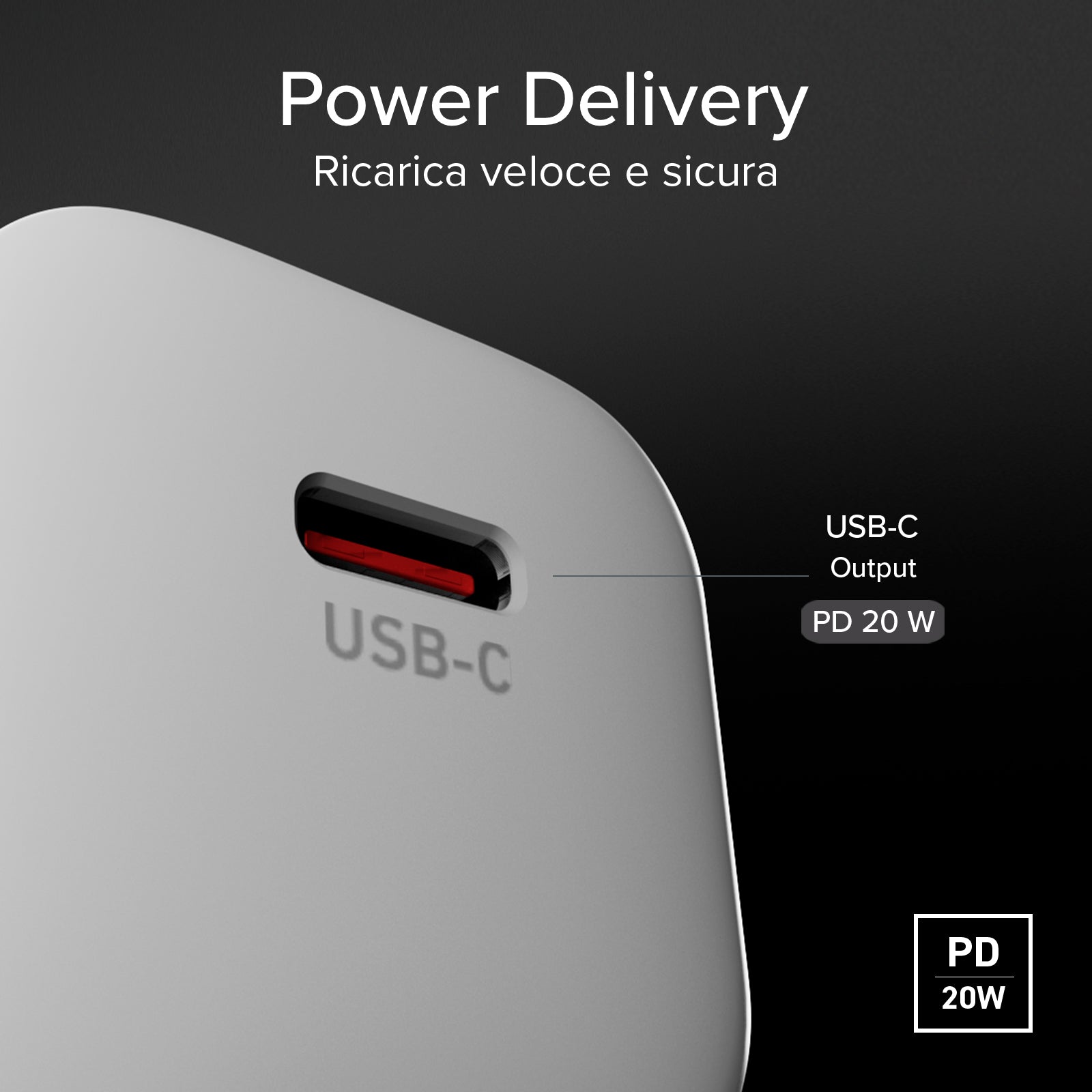 Kit caricatore USB-C 20W Power Delivery con cavo USB-C intrecciato 1,5 m
