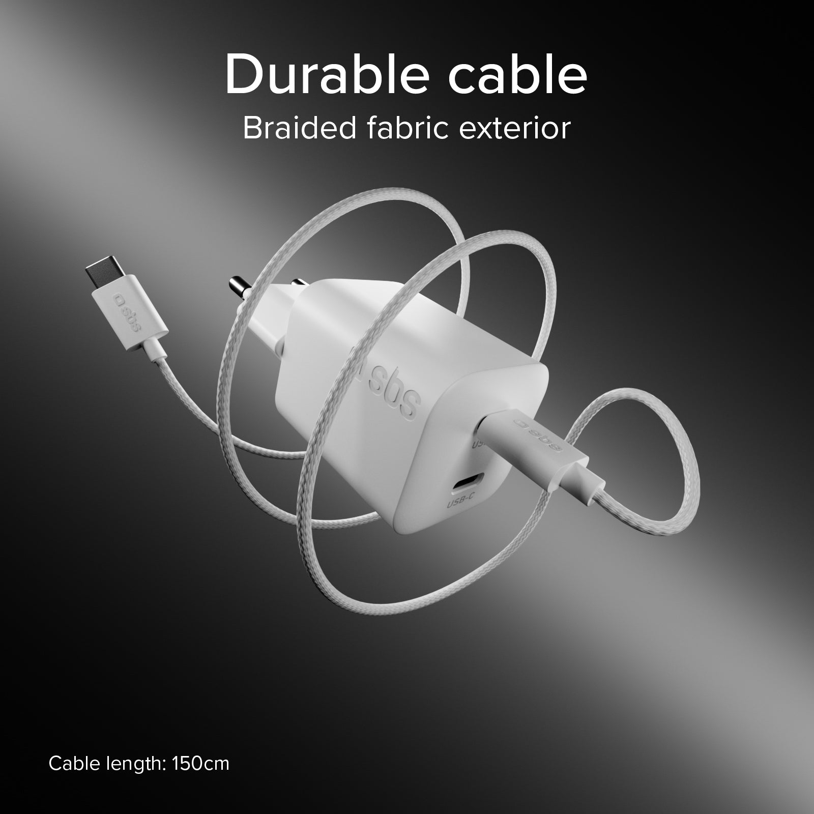Kit con mini cargador de pared 100W GaN con 2 puertos USB-C + cable USB-C de 1,5 m