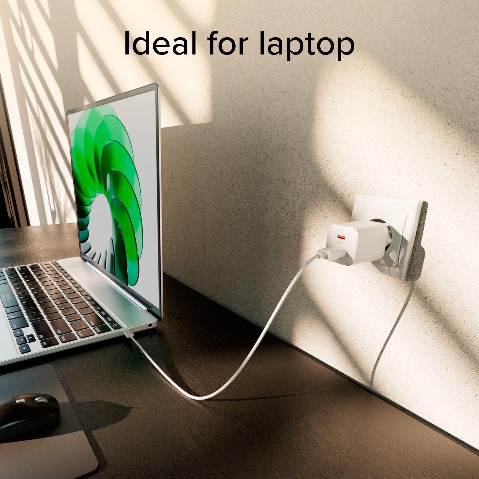 Kit con mini caricatore da parete 100W GaN con 2 porte USB-C + cavo USB-C 1,5m