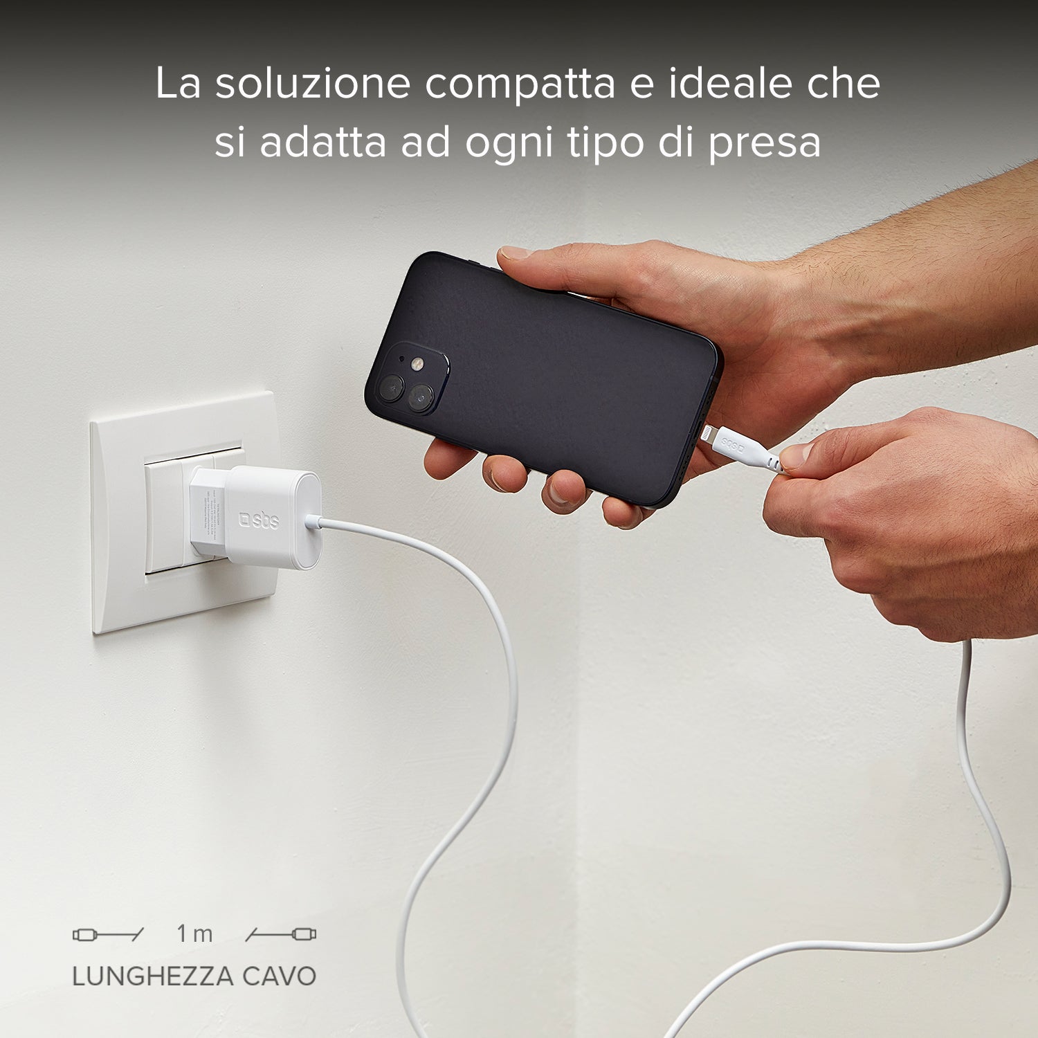 Caricabatterie caricatore 5W - carica standard, cavo Lightning MFi integrato