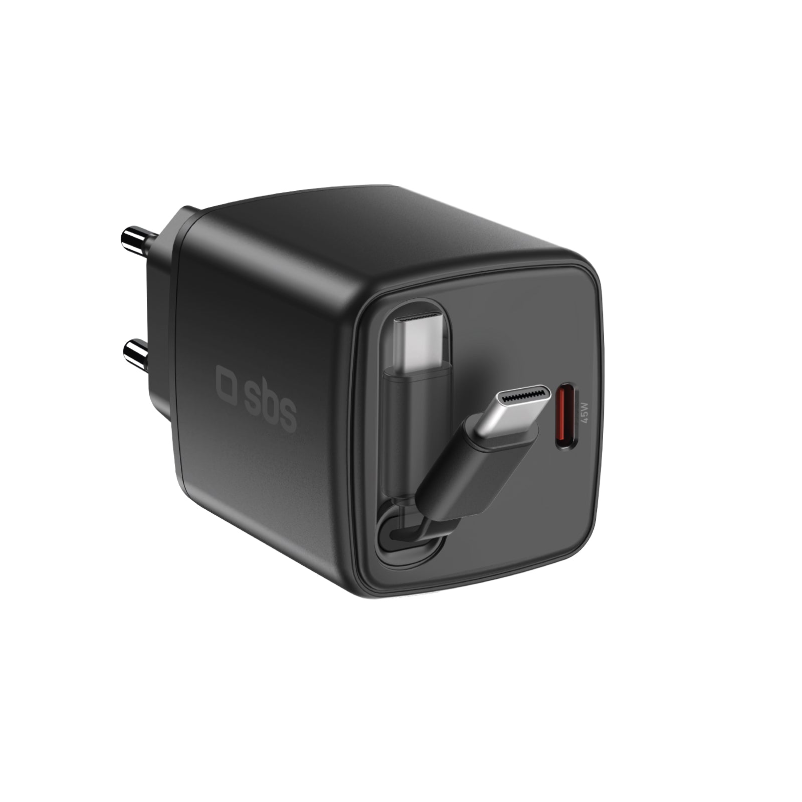 Chargeur USB-C 45 W avec câble rétractable GaN