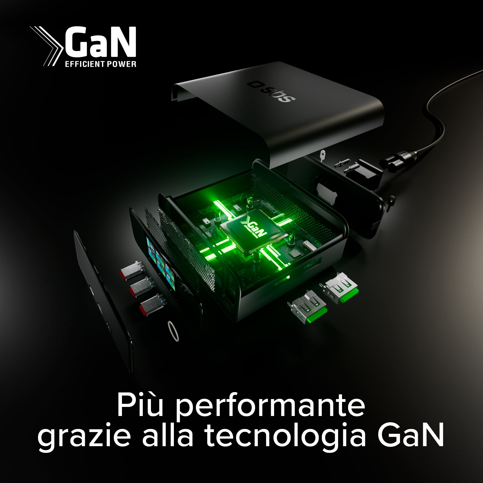Stazione di ricarica da scrivania 100W Power Delivery con Smart Color Display, 3 porte USB-C e 2 USB-A, ideale per laptop