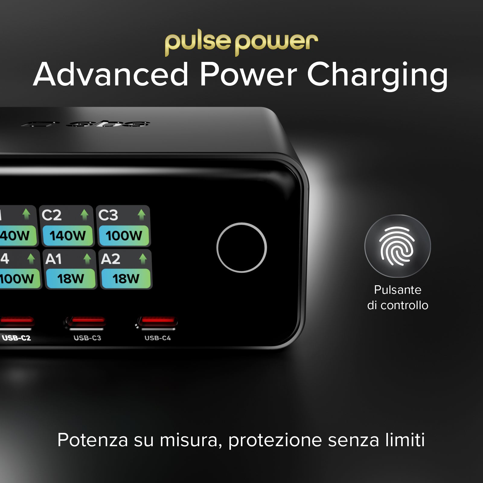 Estación de carga de escritorio 240W con 6 puertos y Smart Color Display, ideal para portátiles