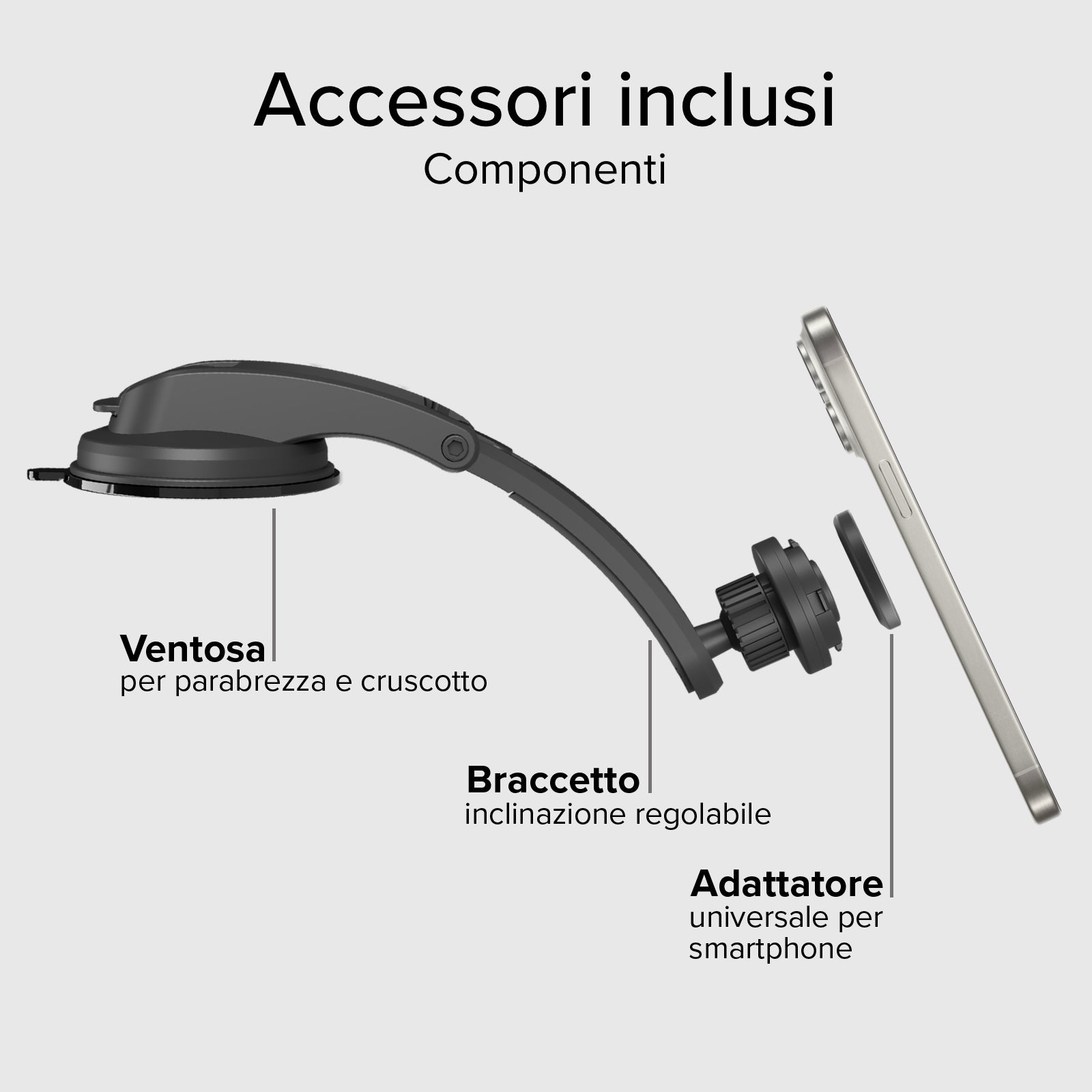 Soporte de coche para parabrisas o salpicadero con sistema de bloqueo LockPro