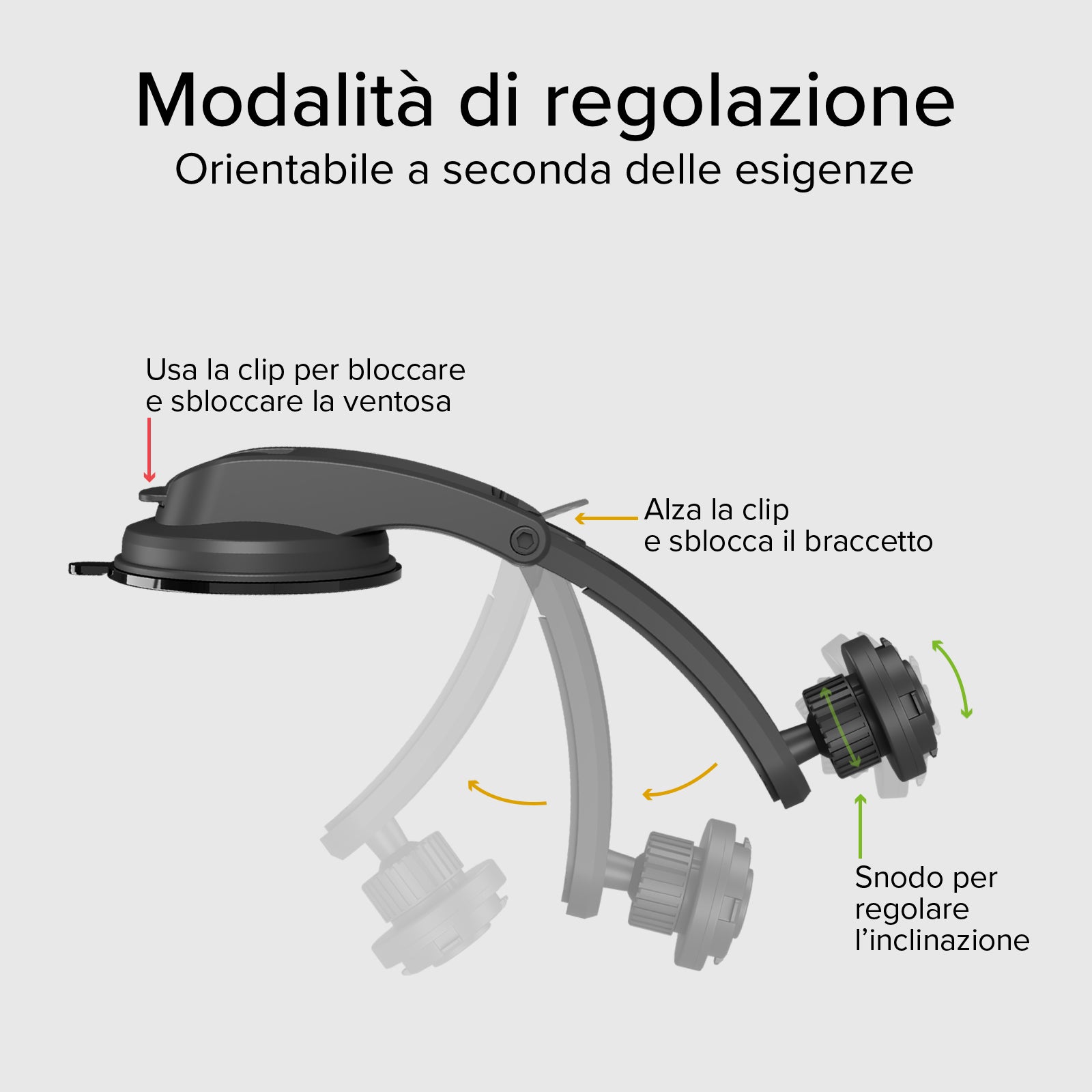 Soporte de coche para parabrisas o salpicadero con sistema de bloqueo LockPro