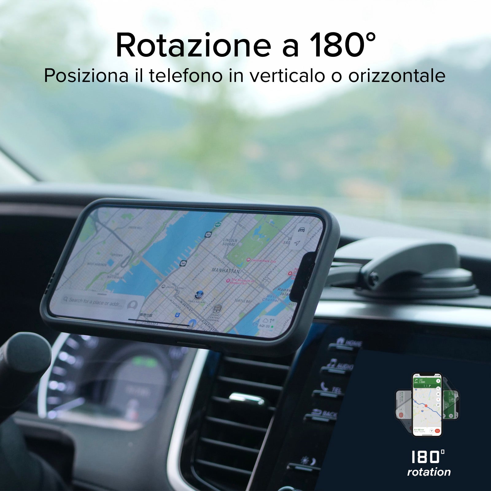 Soporte de coche para parabrisas o salpicadero con sistema de bloqueo LockPro