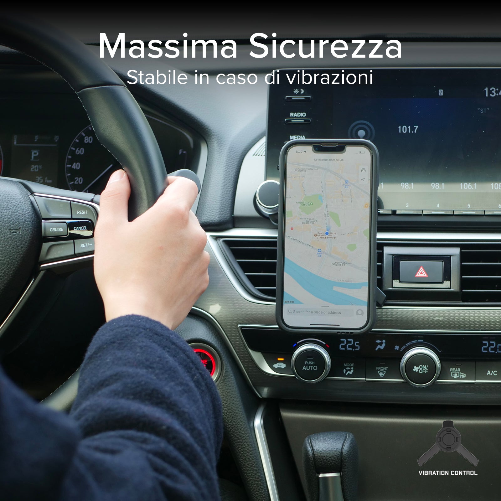 Supporto auto per bocchette d’aerazione con sistema di bloccaggio LockPro