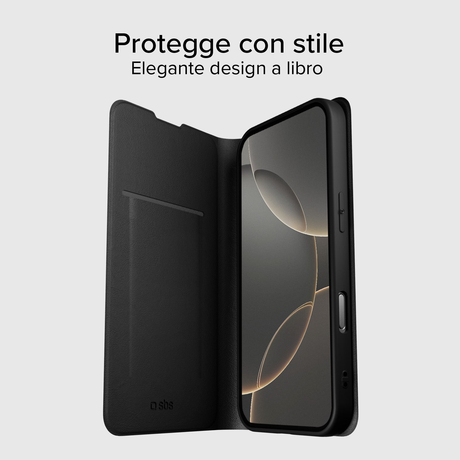 Custodia a libro con supporto stand e superficie soft touch per iPhone 16 Pro