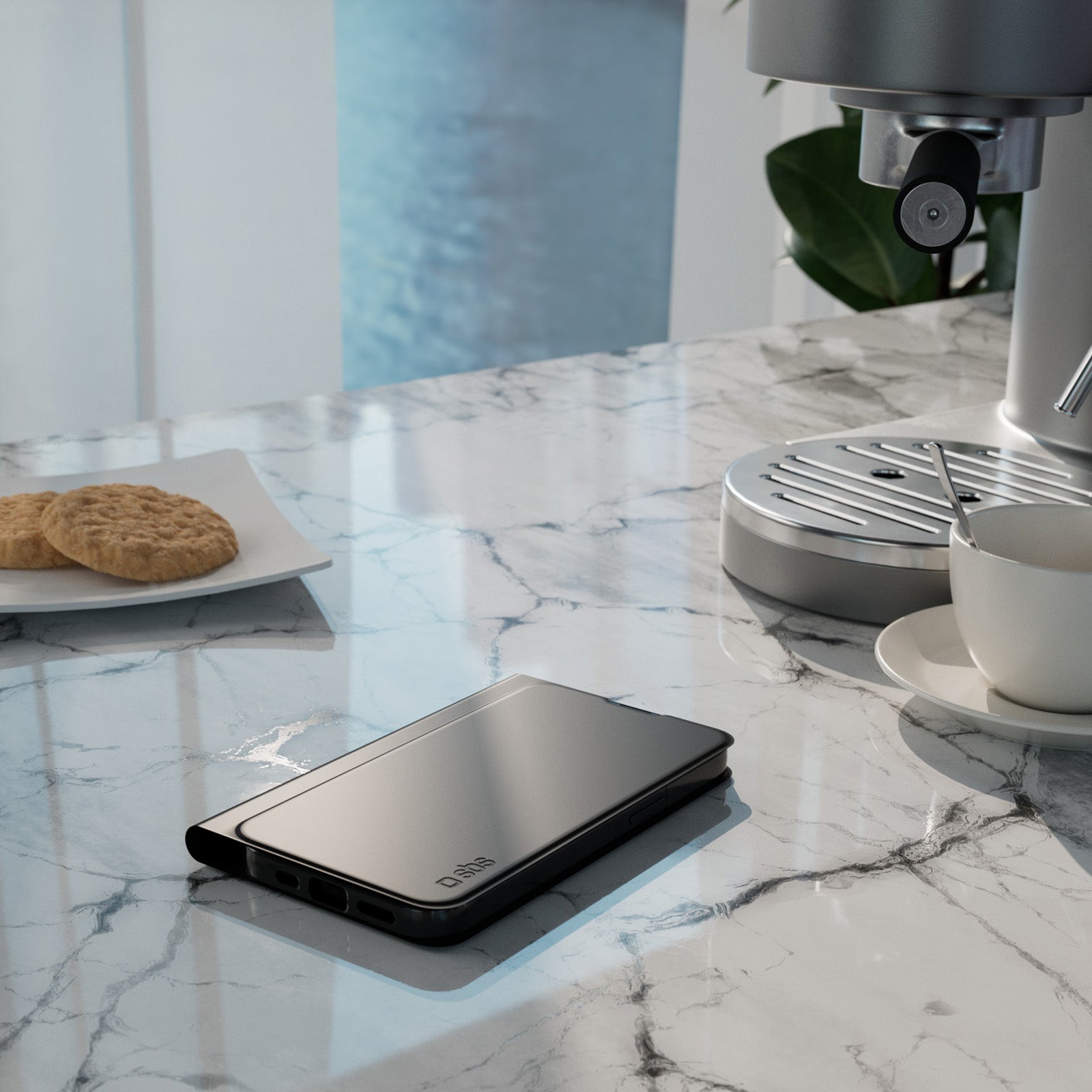 Book-style case with stand support and soft touch surface for iPhone 16e
