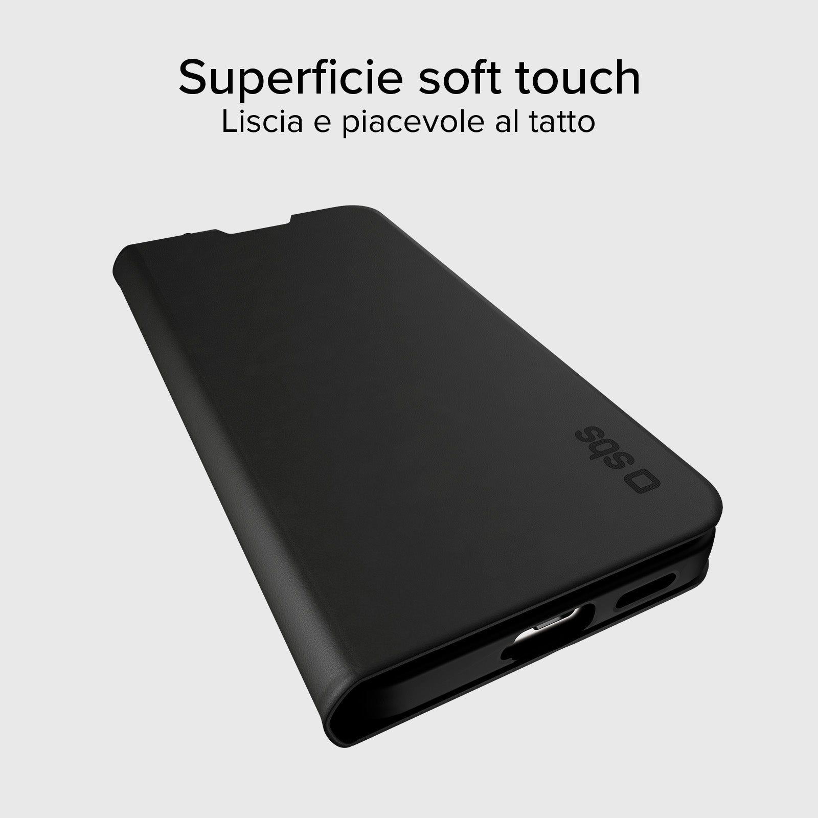 Book-style case with stand support and soft touch surface for Samsung S26