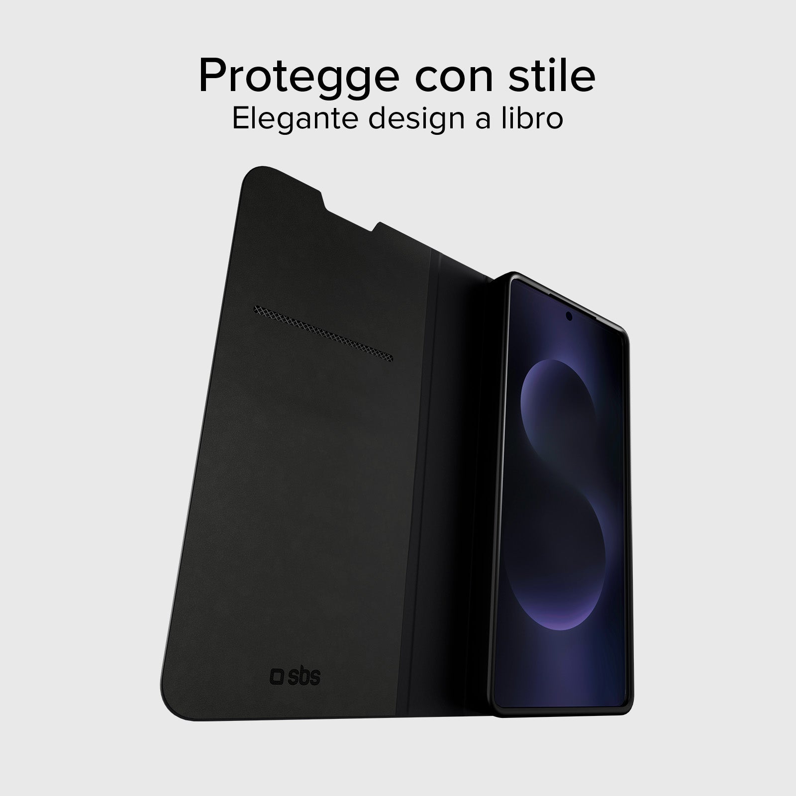 Custodia a libro con supporto stand e superficie soft touch per Samsung S26+