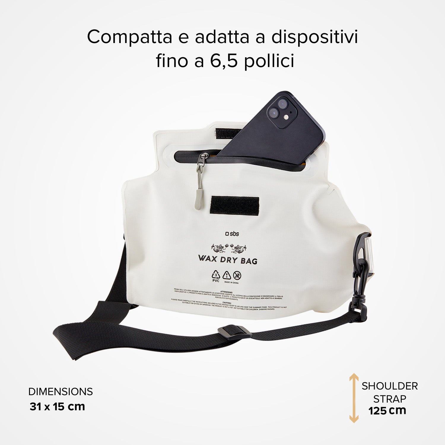 Borsa impermeabile touch screen per smartphone con tracolla