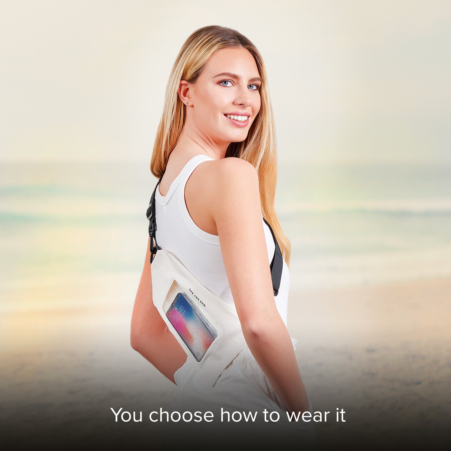 Borsa impermeabile touch screen per smartphone con tracolla