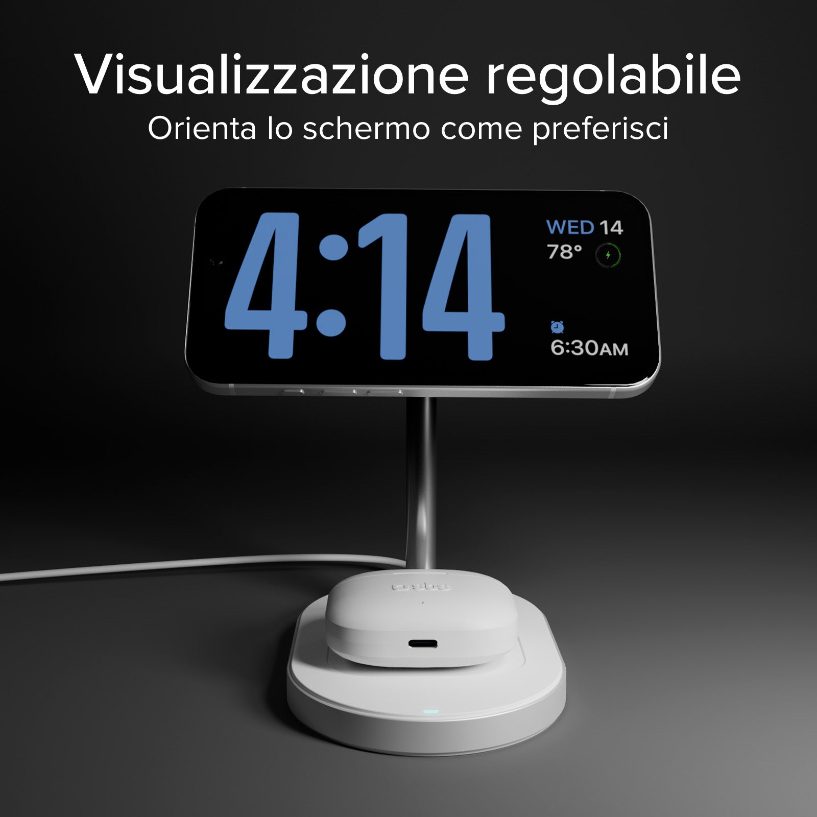 Kit ricarica wireless verticale 35W Qi2.2 con caricatore e cavo 1,5 m
