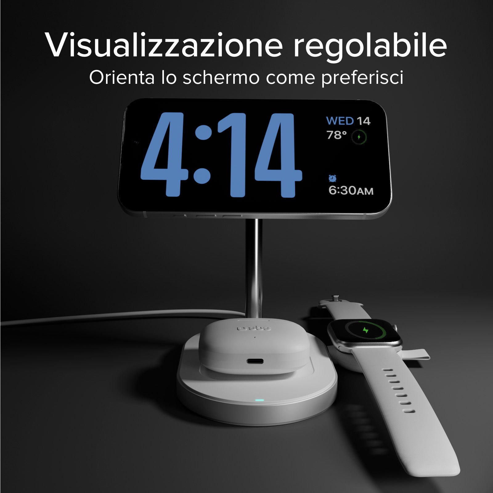 Stazione di ricarica wireless Qi2.2 per smartphone, auricolari wireless e smartwatch