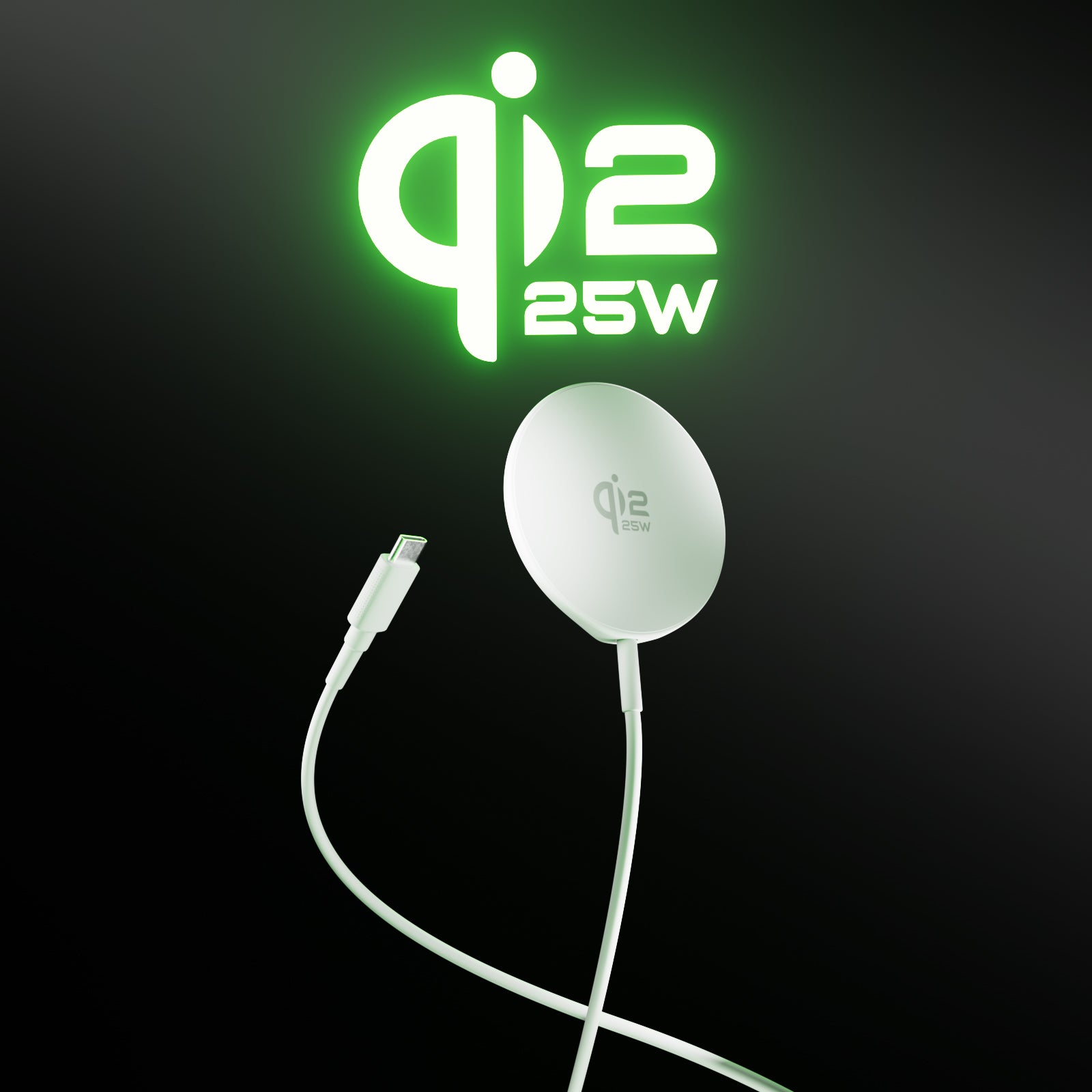 Caricatore wireless magnetico Qi2.2 25W con cavo USB-C integrato 150 cm