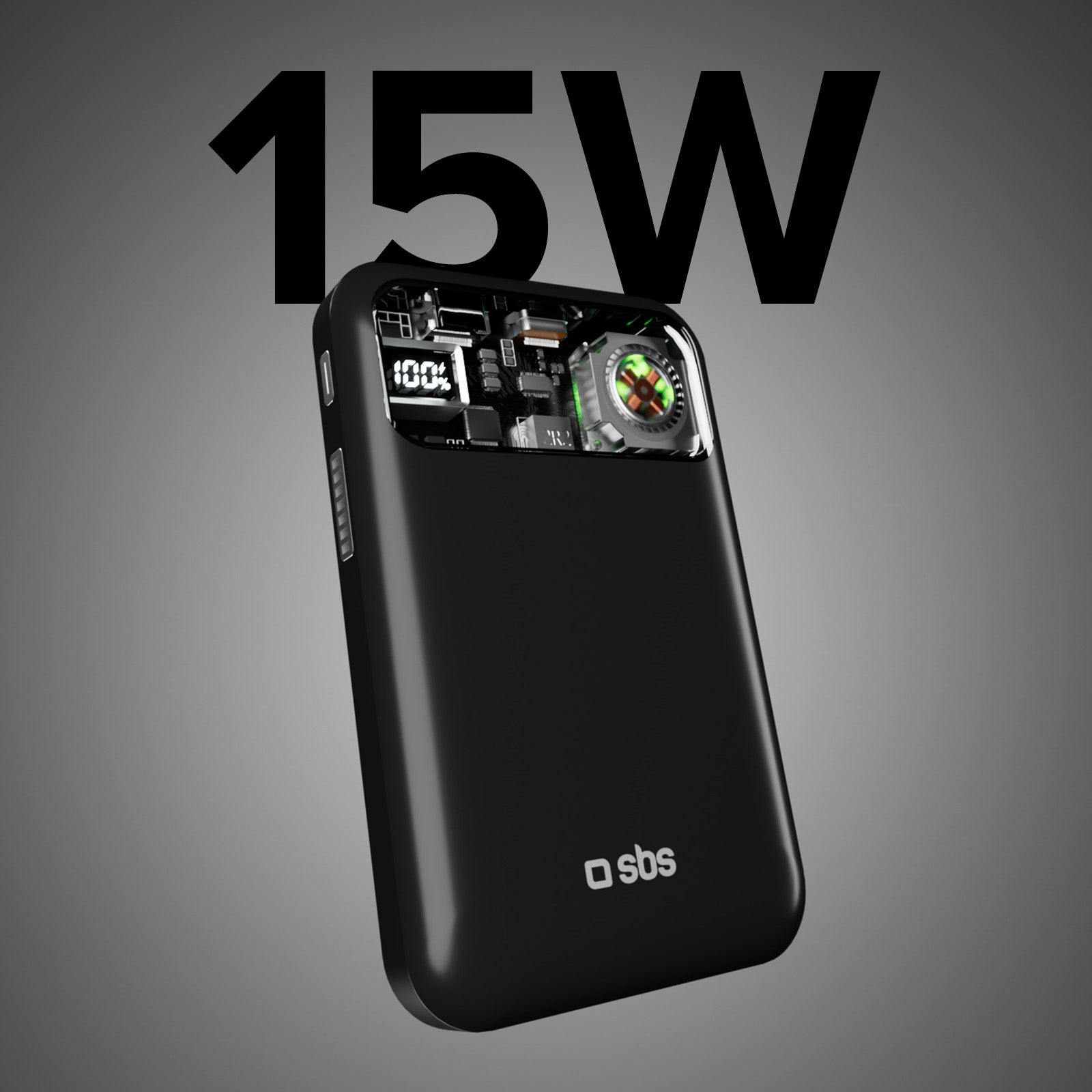 Power bank wireless da 10.000 mAh con ventola di raffreddamento