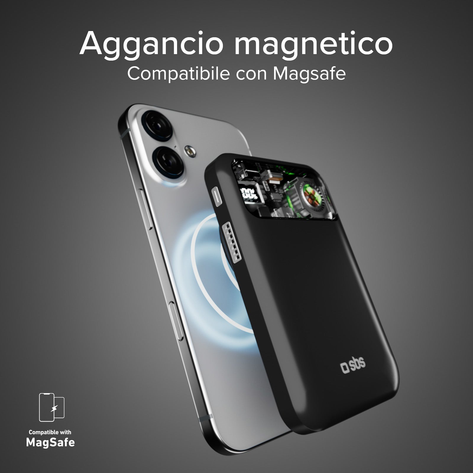 Power bank wireless da 10.000 mAh con ventola di raffreddamento