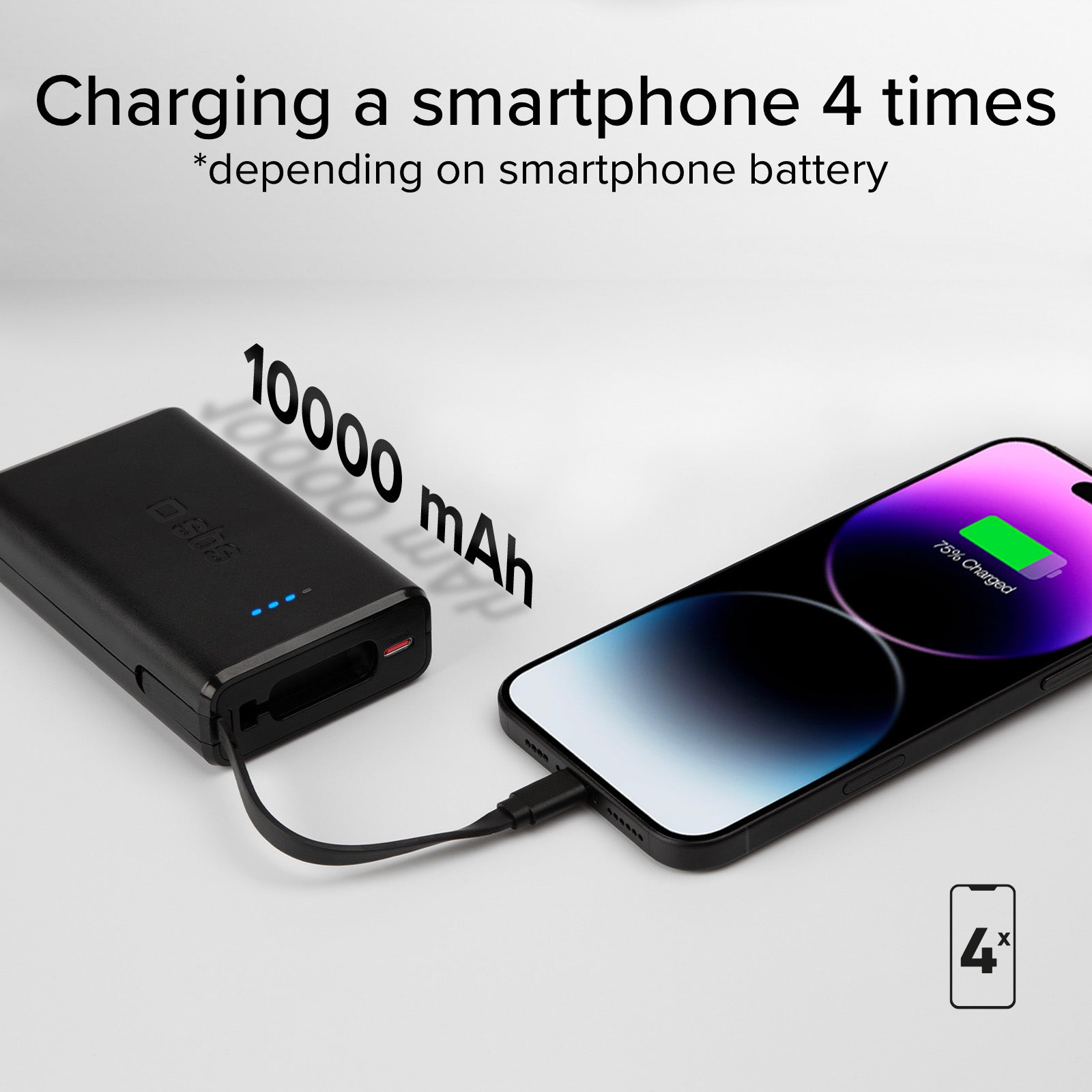 Batería externa Power Delivery 20W 10000 mAh con cable USB-C integrado