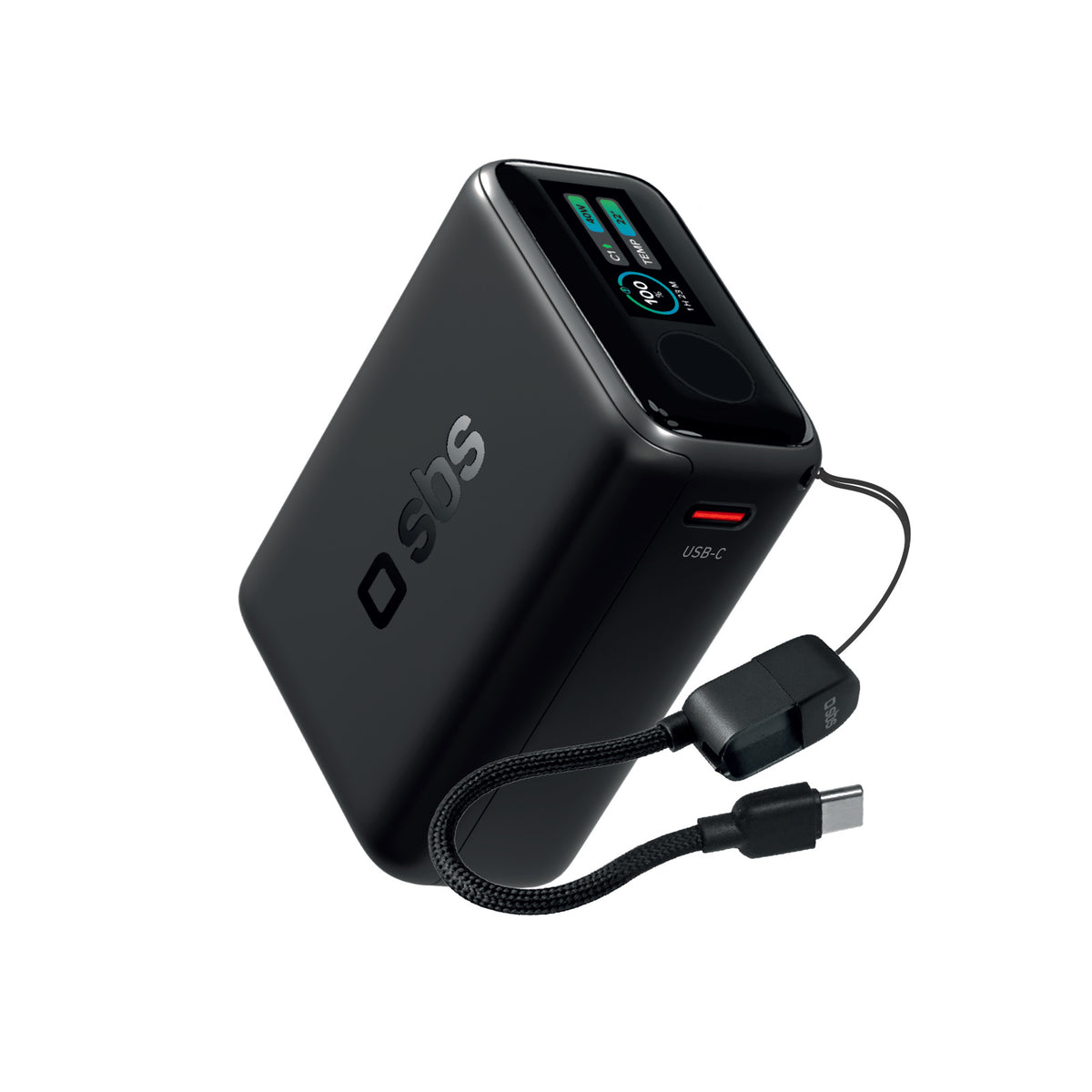 40 W 10,000 mAh power bank with USB-C cable & display | SBS