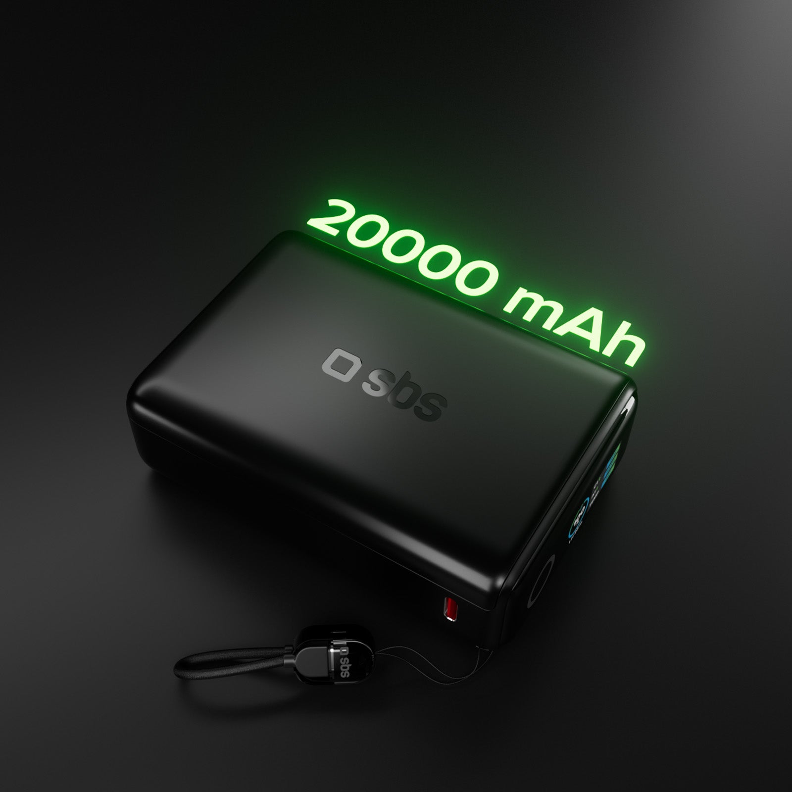 Power Bank 20000mAh con cable incluido y pantalla LCD