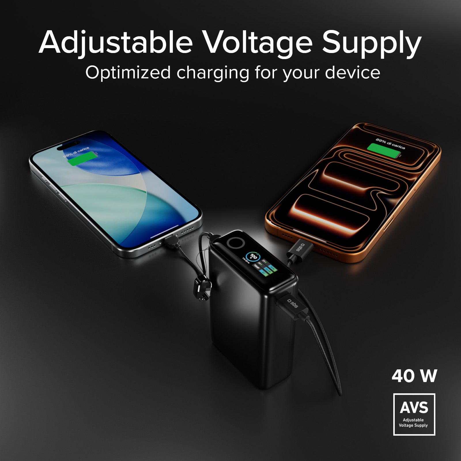 Power Bank 20000mAh con cable incluido y pantalla LCD