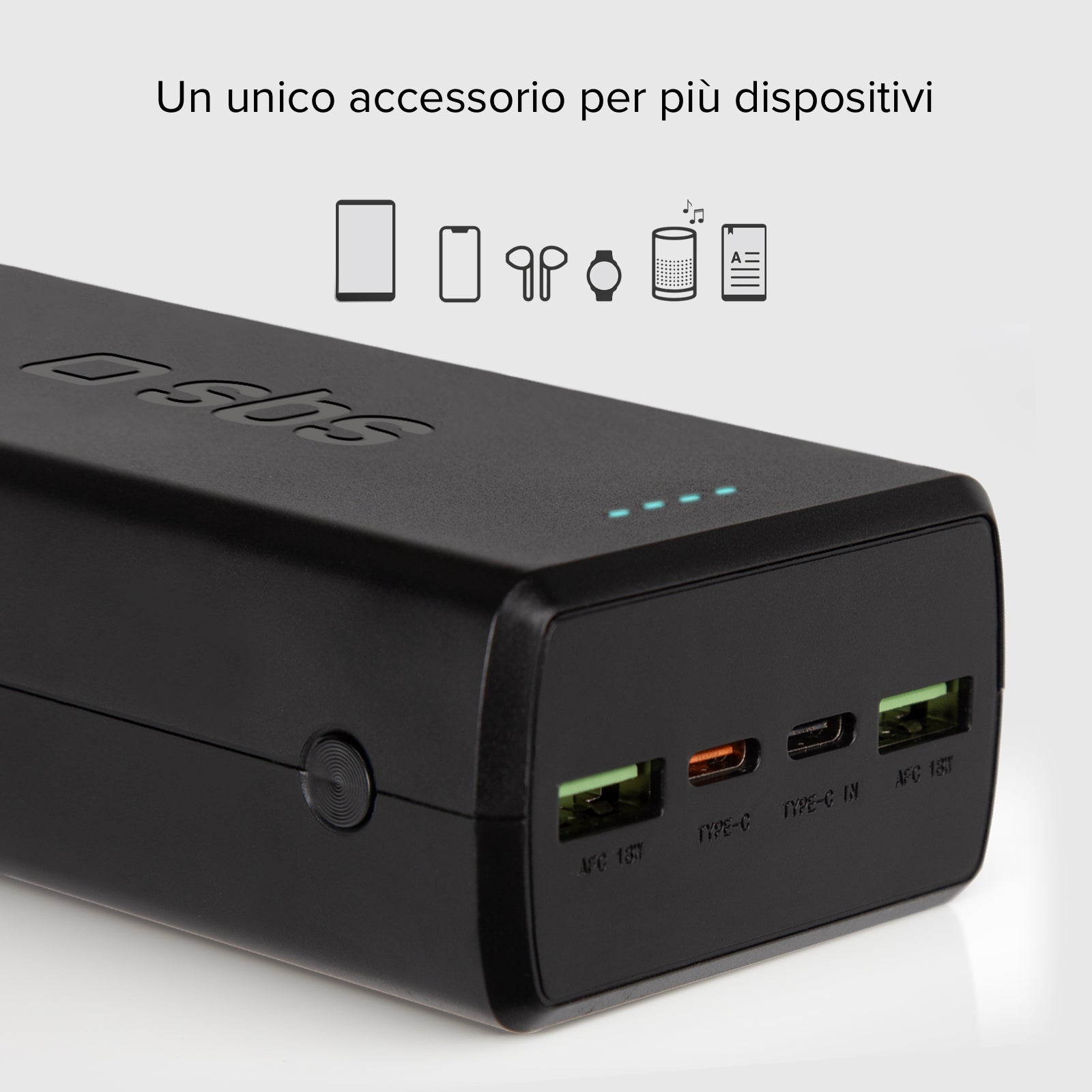 Power bank da 30.000 mAh con 2 porte USB-C e 2 porte USB-A