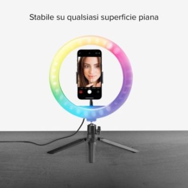 Multicolour LED ring with tripod for photos and videos