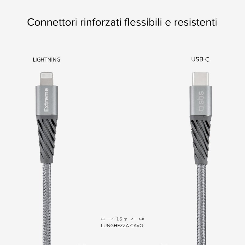 Ultra-durable aramid fibre USB-C - Lightning cable