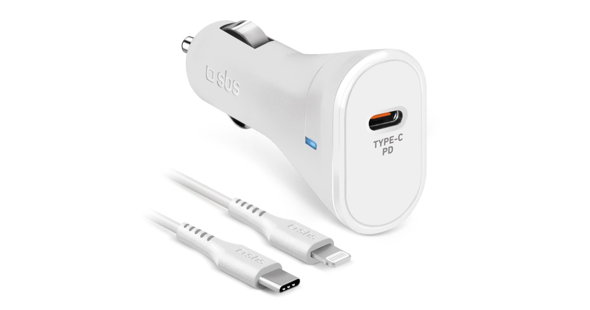USB-C-Ladegerät fürs Auto mit USB-C-Lightning-Kabel