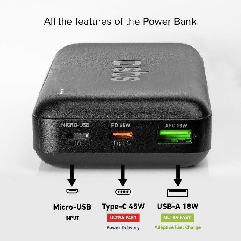 Powerbank 10.000 mAh, schnelles Aufladen, LED-Anzeige, USB-C und USB-A mit  18 W - Ihr Elektronik-Versand in der Schweiz