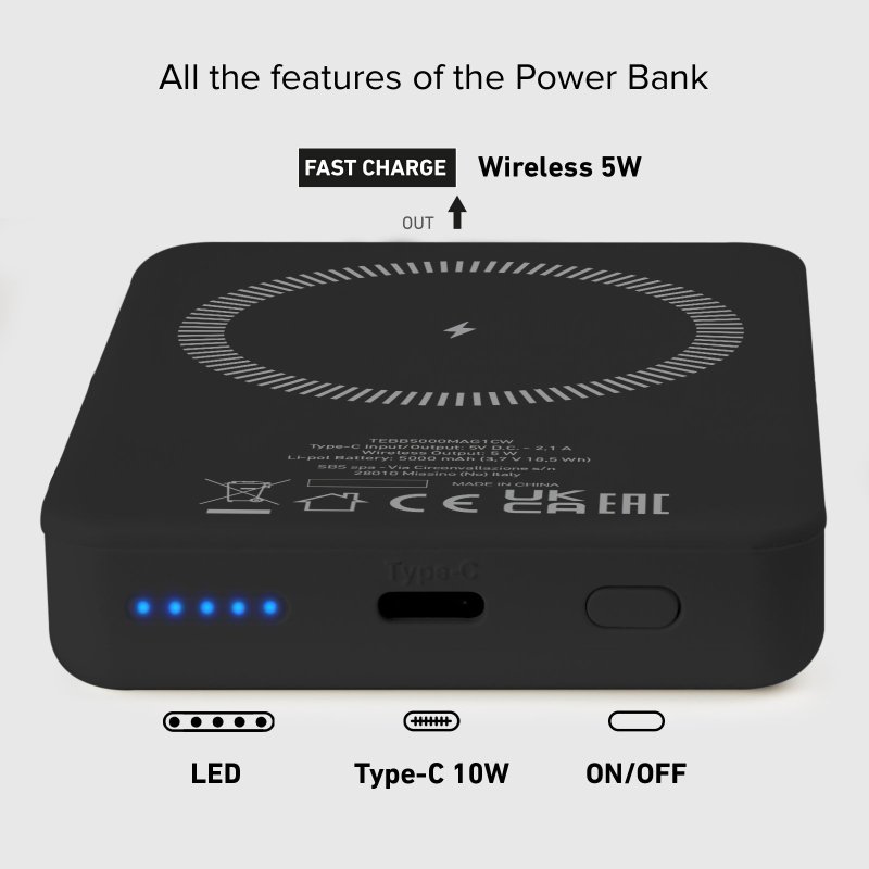 5000 mAh wireless magnetic Power Bank