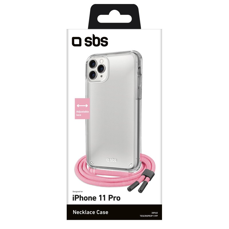 Transparent cover with coloured neck strap for iPhone 11 Pro