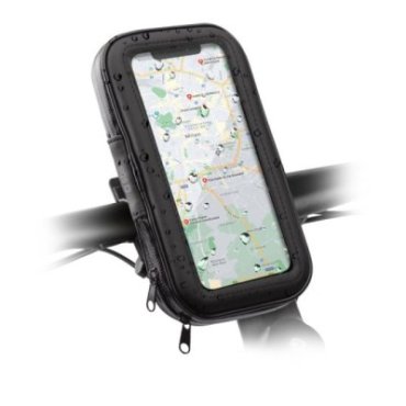 Rain-resistant mobile phone holder for bicycles and scooters