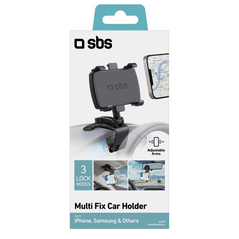 Swivel car mount with clip for phones up to 7\"