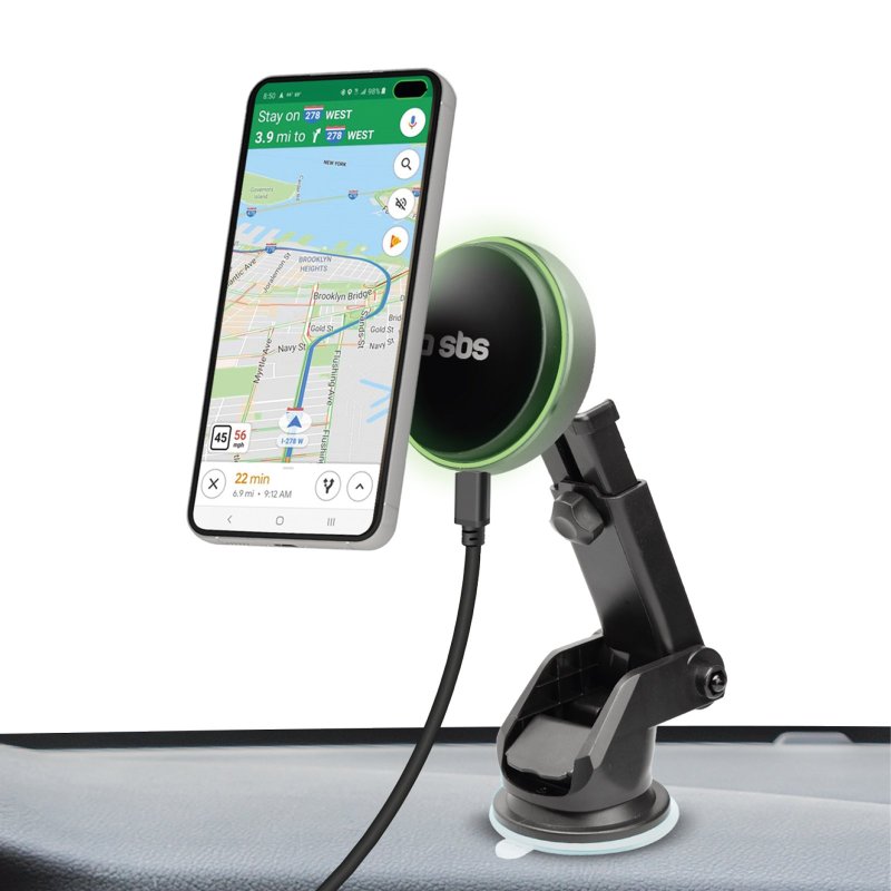 Magnetic car mount for windshield and dashboard compatible with MagSafe charging