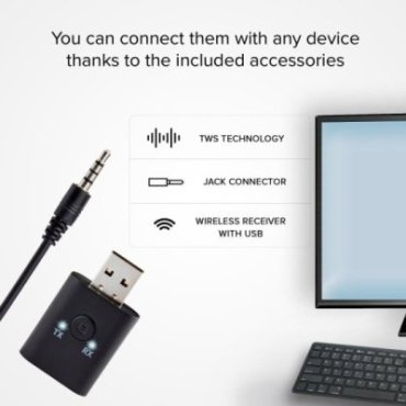 TWS earphones with USB wireless receiver